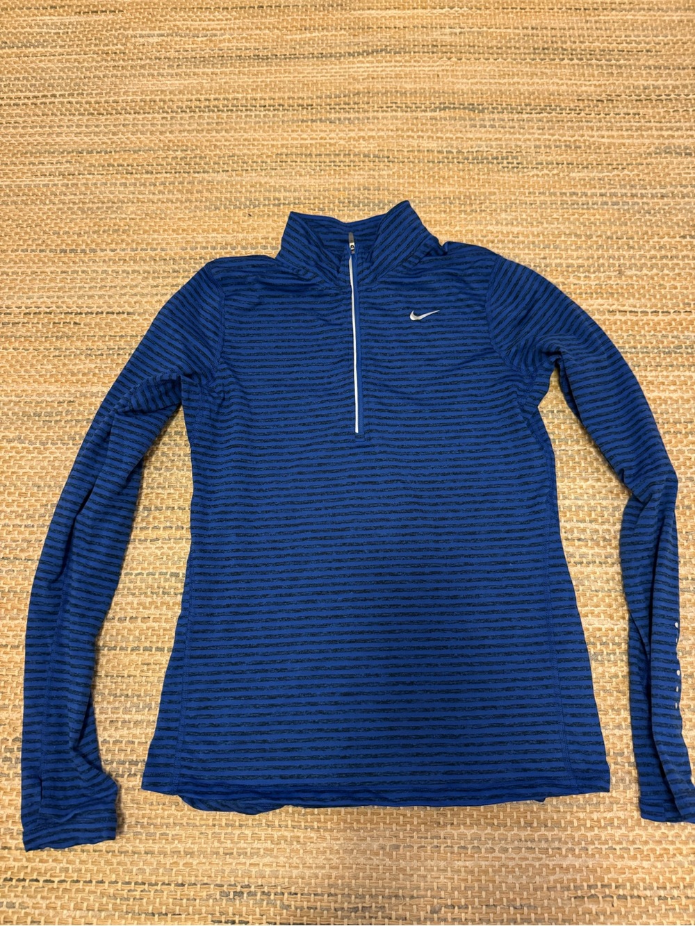 Nike Women's Navy Blue Quarter-Zip Long Sleeve Top